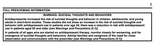 cymbalta black box warning