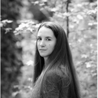 black and white picture of woman with dark hair